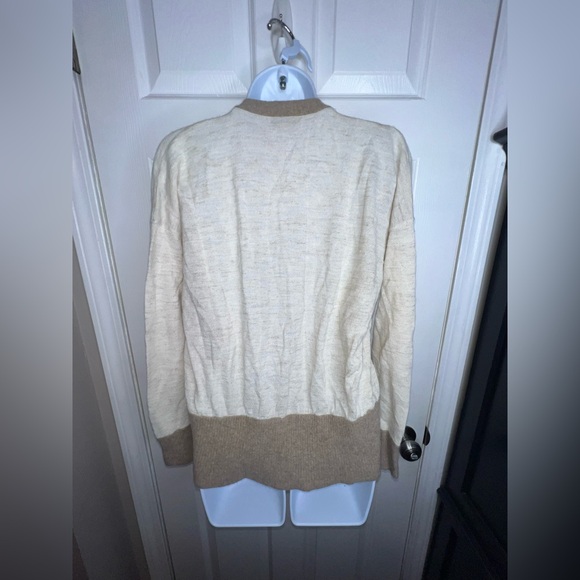 Madewell Women’s Medium Contrast Knit Yarn Alpaca Wool Tan Cardigan Sweater M - Picture 7 of 13